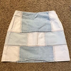 Patched Jean Skirt